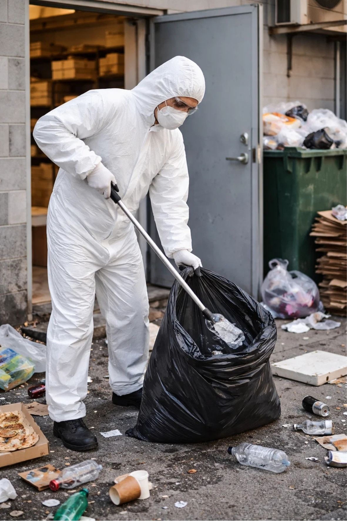 Intervention de désencombrement urbain près d’un bâtiment commercial  à Asbestos